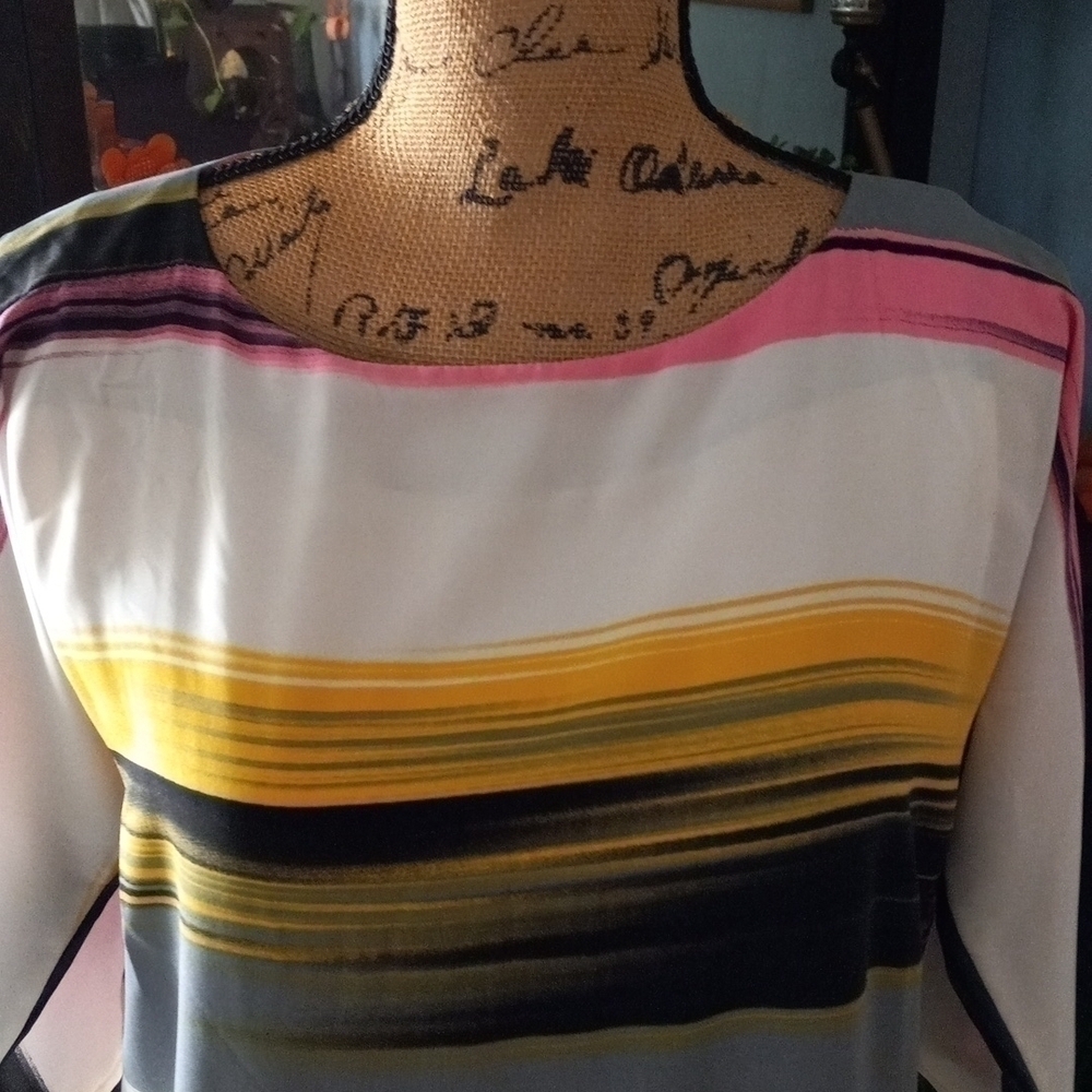 MISA Los Angeles White Multicolor Striped Dolman Sleeve Shift Dress XS - Picture 4 of 13